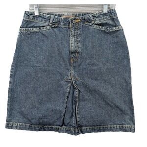 IE Relaxed Women's Denim‎ Jean Skirt Size 10 Blue Cotton A-Lined Front Slit Y2K